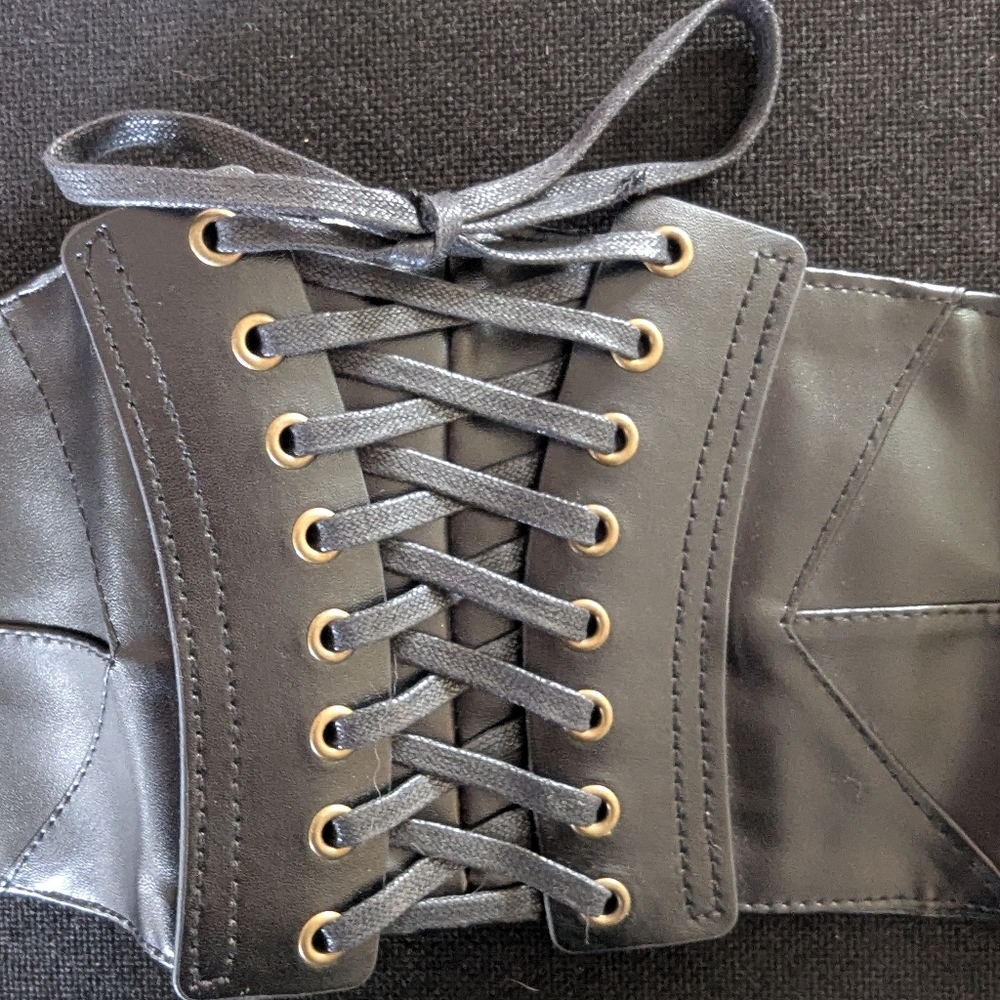Spirit Black Corset Belt with Gold Eyelets